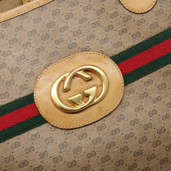 GUCCI Micro GG Supreme Web Sherry Line Tasche PVC Beige 002 904 0131 Auth ki5940