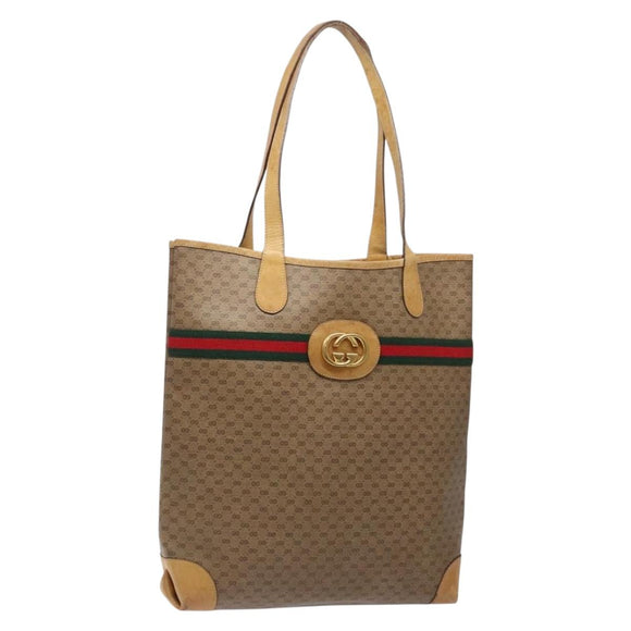 GUCCI Micro GG Supreme Web Sherry Line Tasche PVC Beige 002 904 0131 Auth ki5940