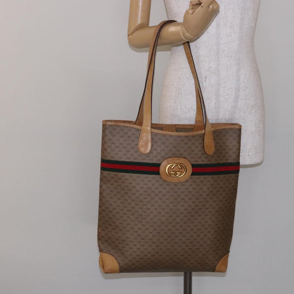 GUCCI Micro GG Supreme Web Sherry Line Tasche PVC Beige 002 904 0131 Auth ki5940