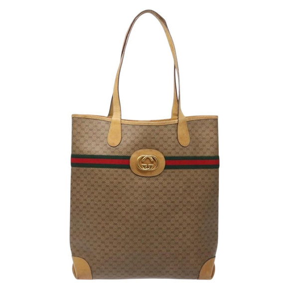 GUCCI Micro GG Supreme Web Sherry Line Tasche PVC Beige 002 904 0131 Auth ki5940