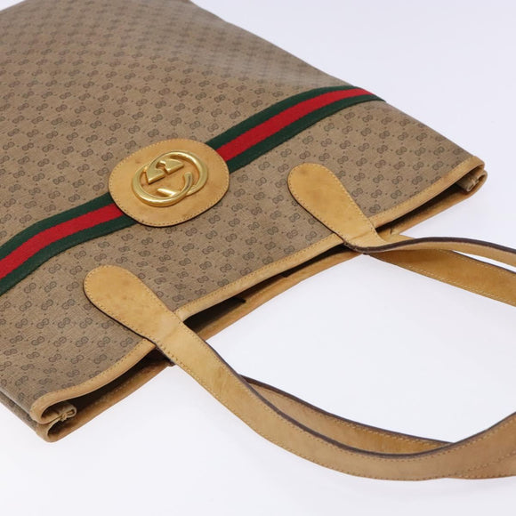 GUCCI Micro GG Supreme Web Sherry Line Bag PVC Beige 002 904 0131 Auth ki5940