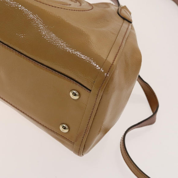 GUCCI Soho Hand Bag Enamel 2way Beige Gold 336751 Auth ki5942