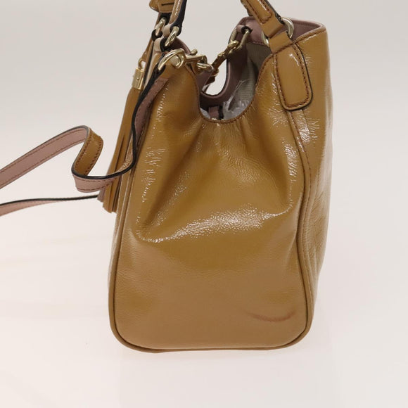 GUCCI Soho Hand Bag Enamel 2way Beige Gold 336751 Auth ki5942