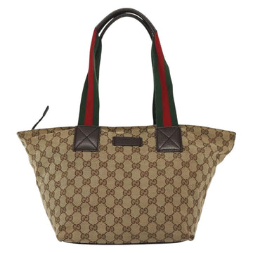 GUCCI GG Canvas Web Sherry Line Tote Bag Beige Green Red 131230 Auth ki5944 - 0