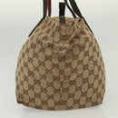 GUCCI GG Canvas Web Sherry Line Tote Bag Beige Green Red 131230 Auth ki5944-4