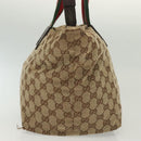 GUCCI GG Canvas Web Sherry Line Tote Bag Beige Green Red 131230 Auth ki5944-5