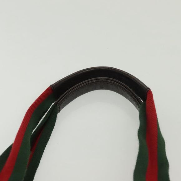 GUCCI GG Canvas Web Sherry Line Tote Bag Beige Green Red 131230 Auth ki5944