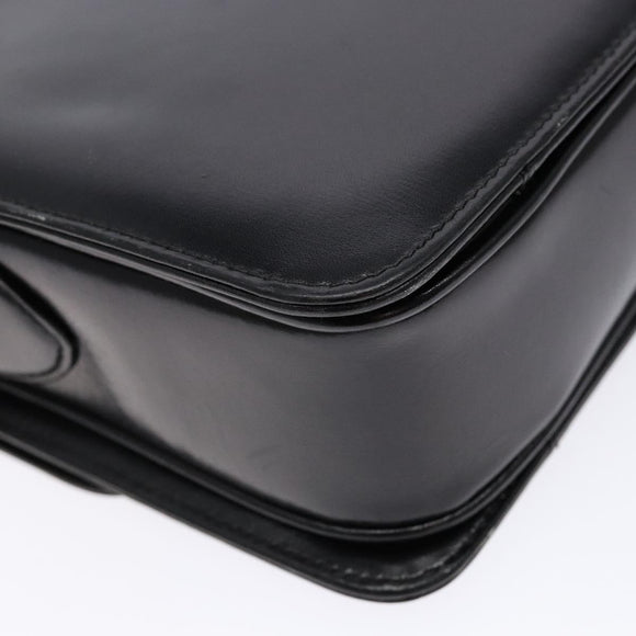 CELINE Horse Carriage Shoulder Bag Leather Black Gold Auth ki5948