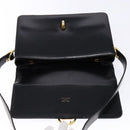 CELINE Horse Carriage Shoulder Bag Leather Black Gold Auth ki5948-15