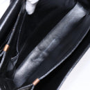 CELINE Horse Carriage Shoulder Bag Leather Black Gold Auth ki5948-17