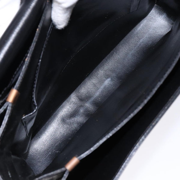 CELINE Horse Carriage Shoulder Bag Leather Black Gold Auth ki5948