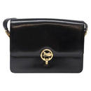 CELINE Horse Carriage Shoulder Bag Leather Black Gold Auth ki5948-2