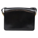 CELINE Horse Carriage Shoulder Bag Leather Black Gold Auth ki5948-3