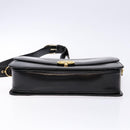 CELINE Horse Carriage Shoulder Bag Leather Black Gold Auth ki5948-9