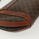 CELINE Macadam Canvas Shoulder Bag PVC Leather Brown Gold Auth ki5951-17