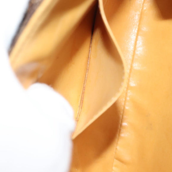 CELINE Macadam Canvas Shoulder Bag PVC Leather Brown Gold Auth ki5951