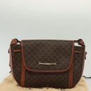 CELINE Macadam Canvas Shoulder Bag PVC Leather Brown Gold Auth ki5951-12