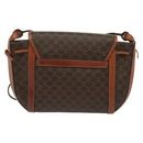 CELINE Macadam Canvas Shoulder Bag PVC Leather Brown Gold Auth ki5951-2