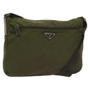 PRADA Shoulder Bag Nylon Khaki Silver Auth ki5956-1