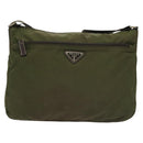 PRADA Shoulder Bag Nylon Khaki Silver Auth ki5956-13