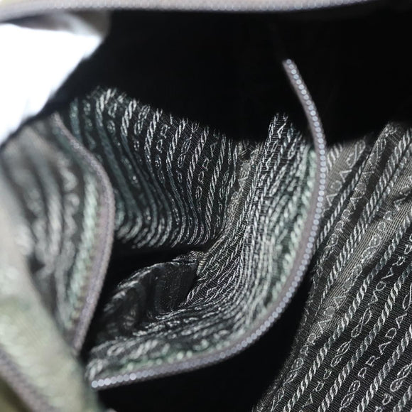 PRADA Shoulder Bag Nylon Khaki Silver Auth ki5956