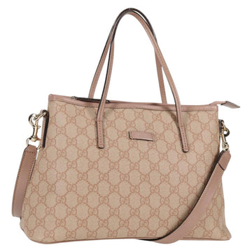 GUCCI GG Supreme Hand Bag PVC 2way Pink Gold 353440 Auth ki5957