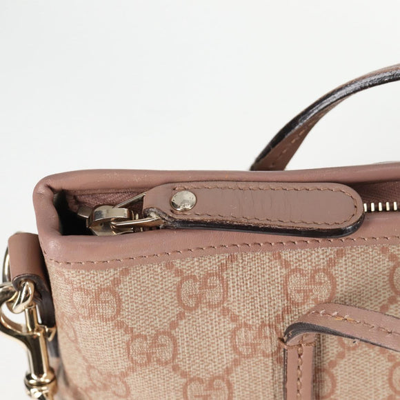 GUCCI GG Supreme Hand Bag PVC 2way Pink Gold 353440 Auth ki5957