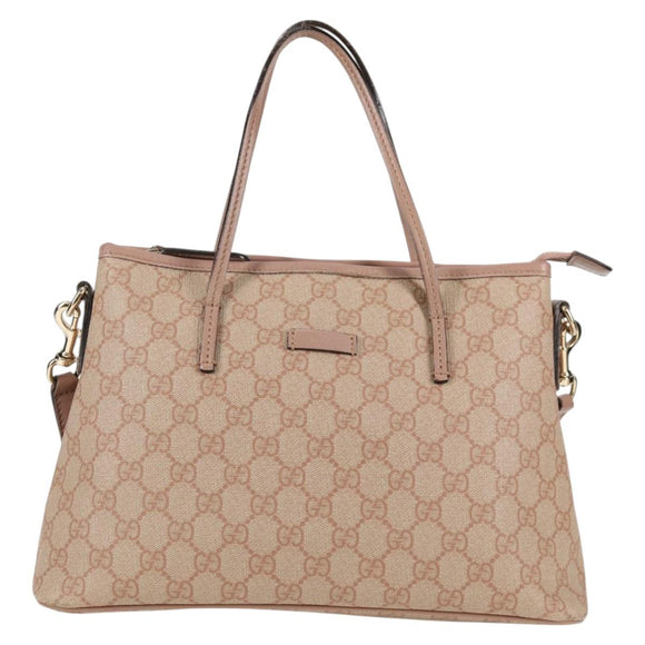 GUCCI GG Supreme Hand Bag PVC 2way Pink Gold 353440 Auth ki5957