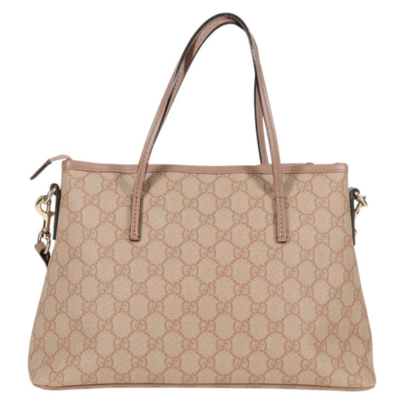 GUCCI GG Supreme Hand Bag PVC 2way Pink Gold 353440 Auth ki5957