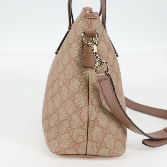 GUCCI GG Supreme Hand Bag PVC 2way Pink Gold 353440 Auth ki5957