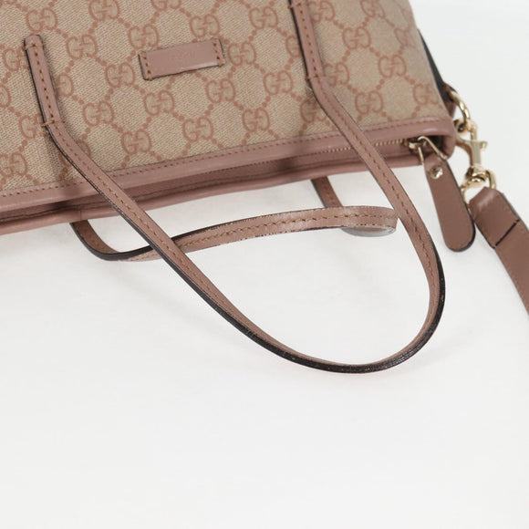 GUCCI GG Supreme Hand Bag PVC 2way Pink Gold 353440 Auth ki5957