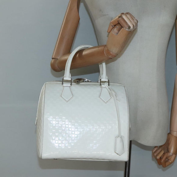 LOUIS VUITTON Damier Facet Speedy Cube PM Hand Bag White M48903 LV Auth ki5959