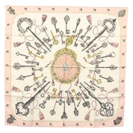 HERMES Carre 90 Scarf Silk Pink Auth ki5966