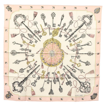 HERMES Carre 90 Scarf Silk Pink Auth ki5966