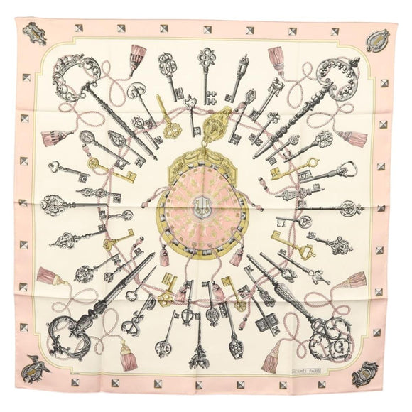 HERMES Carre 90 Scarf Silk Pink Auth ki5966