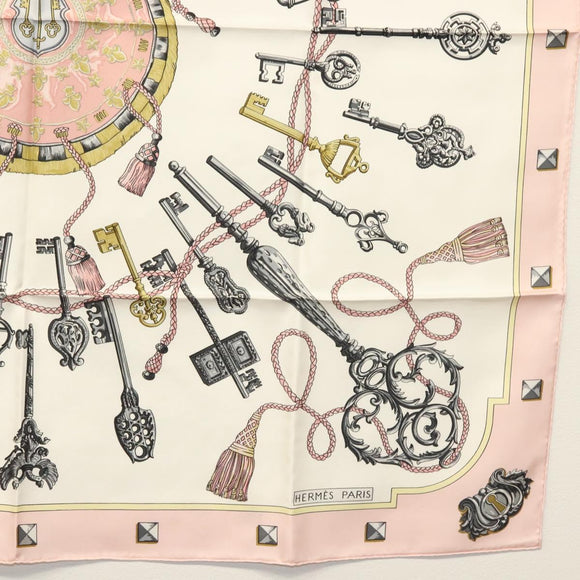 HERMES Carre 90 Scarf Silk Pink Auth ki5966