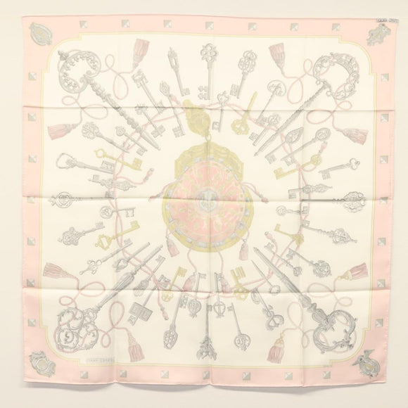 HERMES Carre 90 Scarf Silk Pink Auth ki5966