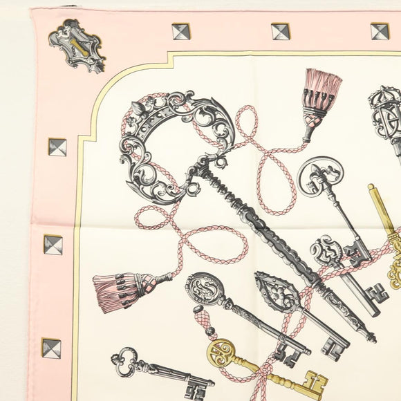 HERMES Carre 90 Scarf Silk Pink Auth ki5966