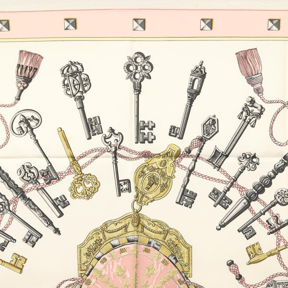 HERMES Carre 90 Scarf Silk Pink Auth ki5966