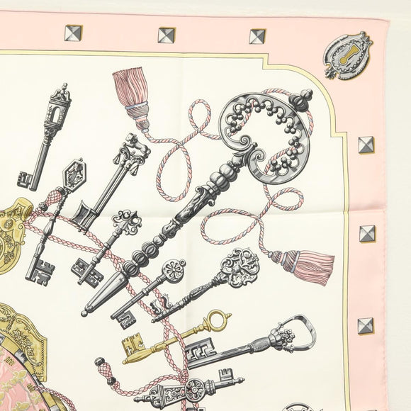 HERMES Carre 90 Scarf Silk Pink Auth ki5966