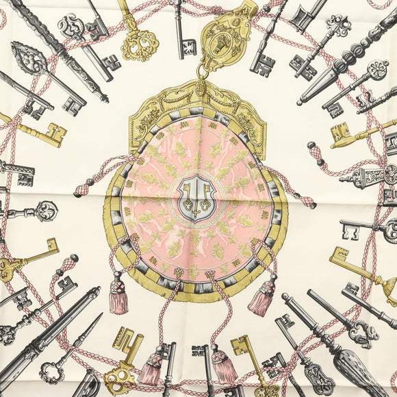 HERMES Carre 90 Scarf Silk Pink Auth ki5966