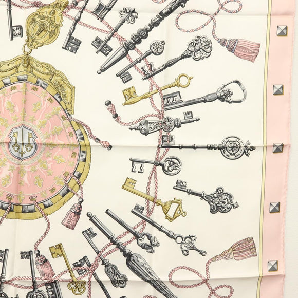 HERMES Carre 90 Scarf Silk Pink Auth ki5966