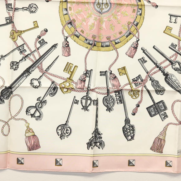 HERMES Carre 90 Scarf Silk Pink Auth ki5966