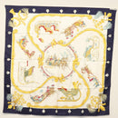 HERMES Carre 90 Scarf ""Plumes et Grelots"" Silk Navy Auth ki5967-13