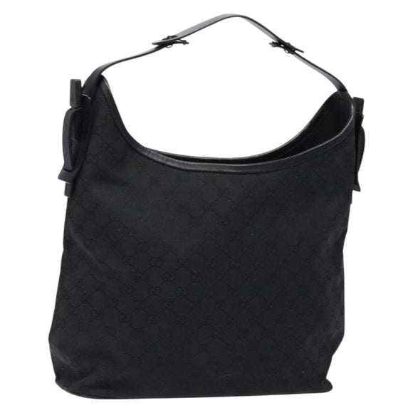 GUCCI GG Canvas Shoulder Bag Black Silver 106242 Auth ki5969