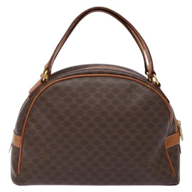 CELINE Macadam Canvas Hand Bag PVC Leather Brown Gold Auth ki5970 - 0