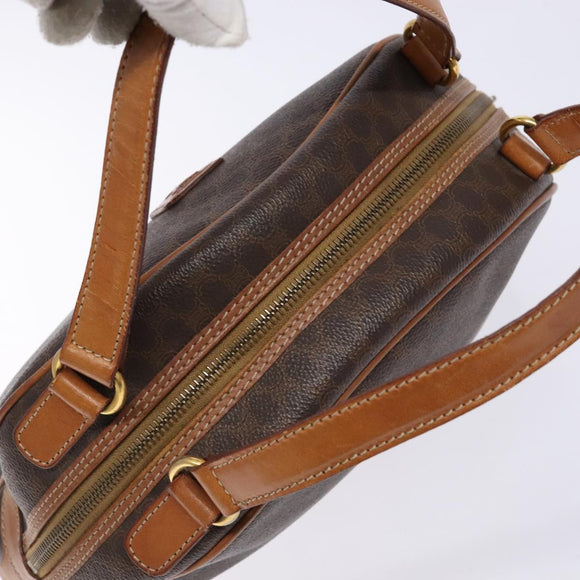 CELINE Macadam Canvas Hand Bag PVC Leather Brown Gold Auth ki5970