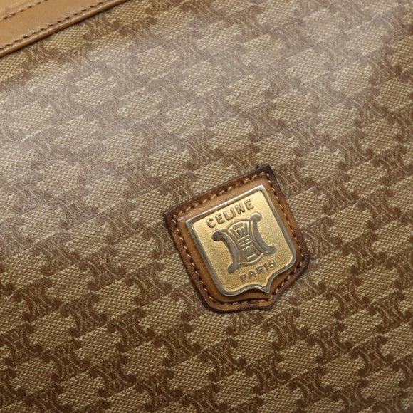 CELINE Macadam Canvas Shoulder Bag Beige Gold Auth ki5971