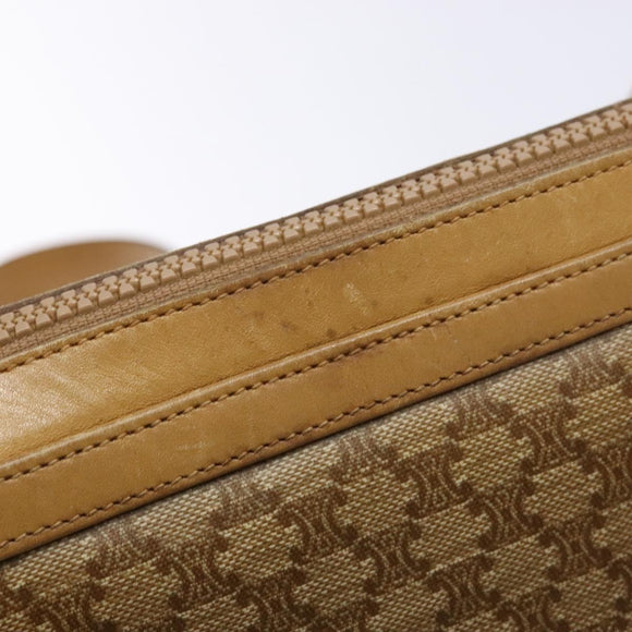 CELINE Macadam Canvas Shoulder Bag Beige Gold Auth ki5971