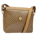 CELINE Macadam Canvas Shoulder Bag Beige Gold Auth ki5971-1